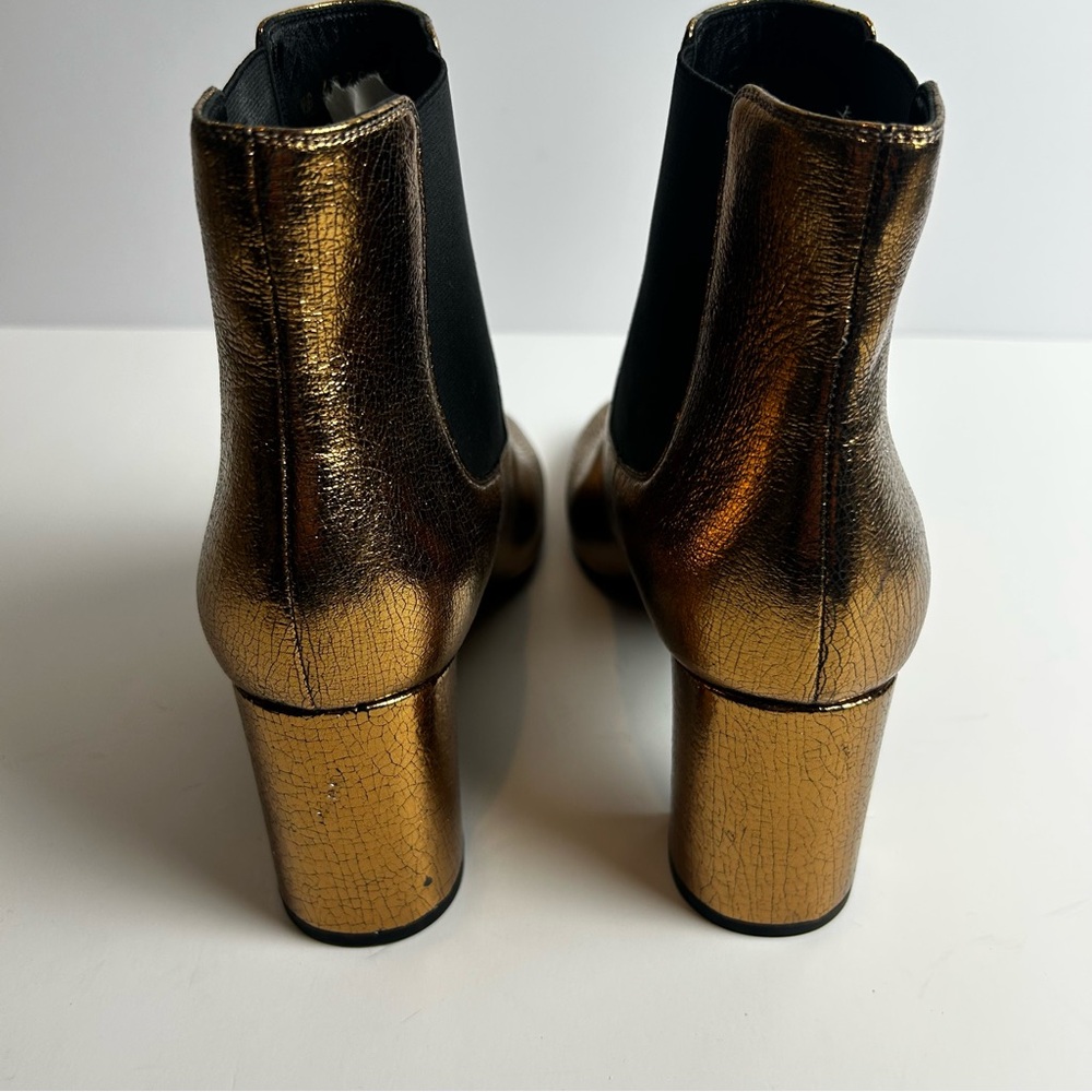 Saint Laurent Paris YSL Gold metallic leather Chelsea ankle boots size: 11 - Picture 5 of 11